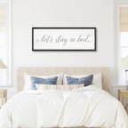Lets Stay in Bed Wall Decor Above Bed 41.3''×15'' Large Farmhouse Wall Decor for Bedroom Guest Room Decor Framed Wood Wall Art Rustic Master Bedroom Wall Decoration (black frame)
