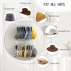 Viklluyr Hat Wall Rack Cap Organizer: Baseball Hat Racks Display Holder with 20 Hooks Modern Metal White Hats Storage Wall Mounted Caps Hanger Set of 2 for Closet Door Bedroom Entryway Laundry