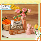 Lineshading 4 Pcs Easter Decor Wooden Carrot Decoration Easter Tiered Tray Decor Rustic Wooden Carrot Block Sign Carrots Table Centerpiece Farmhouse for Party Home Kitchen