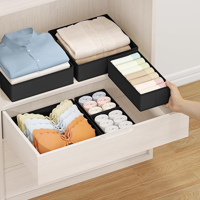 DIMJ Drawer Organizer Clothes Storage - 30 Pack Baby Dresser Organizer for Nursery, Small Fabric Closet Drawer Organizer Bins for Underwears Socks, Foldable Storage Dividers Organization for Bedroom