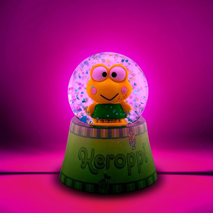 Sanrio Keroppi Mini Light-Up Adult Snow Globe with Swirling Glitter Display | 3 Inches Tall