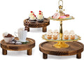 3PCS Wooden Risers for Display Wood Cake Stand for Party Round Food Risers for Buffet Wooden Holder Rustic Riser for Decor Tiered Tray Decor Home Kitchen(Rustic, 3 PCS (8”, 6”, 5”))