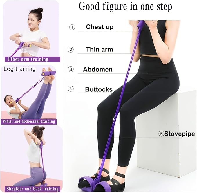 Foot Pedal Puller, Fitness Resistance Band,Multifunction Foot Pull Rope for Full Body Stretching, Numbered Resistance Band, Multifunction Elastic Yoga Stretch Rope, Fashion Puller Exercise