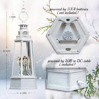 13.5'' Christmas Angel Snow Globe, White Retro Lighthouse Musical Lighted Water Lantern, Decoration with Swirling Glitter, USB Powered and Battery Operated, Xmas Home Décor Gift