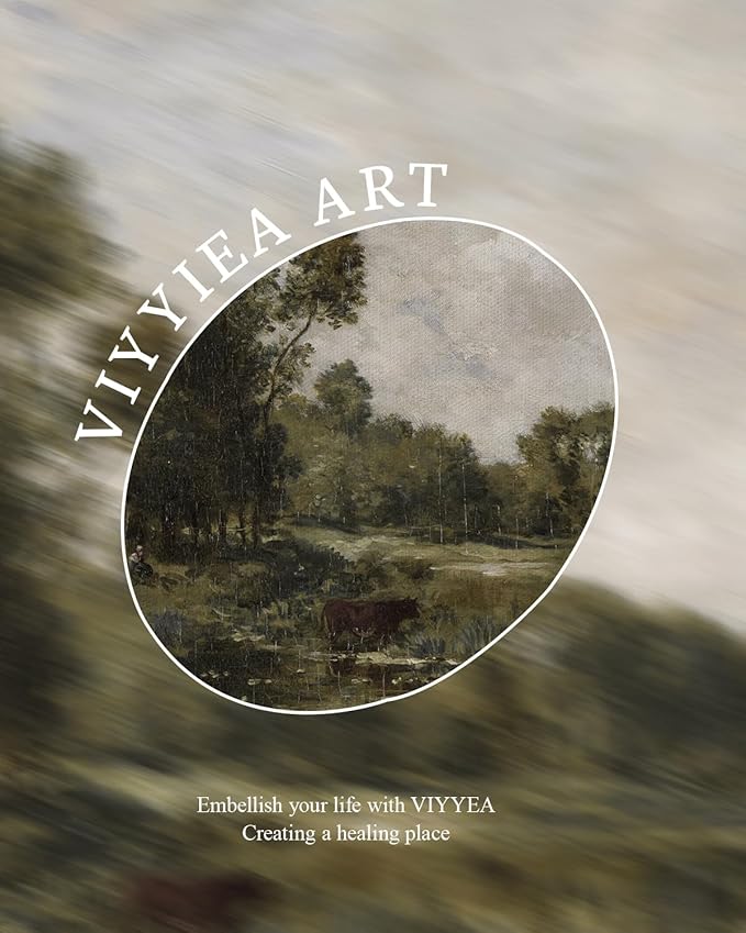 VIYYIEA Vintage Large Framed Wall Art for Living Room, Landscape Canvas Prints Home Decor, Painting Picture, Bedroom Wall Decor Gifts for Friends or Family -【Shadows on the Stream】-(36L x 24W)