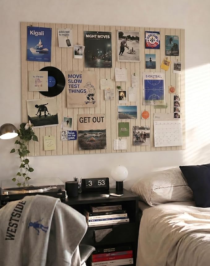Aothia 12-Pack Felt Bulletin Board Tiles 48"x36", Modular Pin Board for Smooth Walls, Cork Board Alternative for Notes & Photos, 0.35" Thick, 70 Adhesive Tabs & 40 Pins, Oatmeal