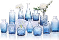 12 Pack Blue Glass Bud Vase Set, Small Vintage Vases for Centerpieces, Decorative Flower Vases for Wedding Home Table Decor