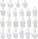 Brajttt Bud Vase Set of 25, White Vases, Glass Bud Vases in Bulk, Small Vases for Mini Flower Vase Set, Cute Vintage Glass Vases Set for Flower,Wedding,Home,Centerpiece Table Decorations