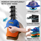 Hat Organizer for Baseball Caps, 2 Pack Hat Rack for Wall Closet Door Hold up to 16 Hats,Hat Holder with Adhesive and 8 Screws, Hat Hanger Cap Holder Hat Hangers for Wall Closet Door Bedroom(A-Black)