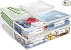 Kikerike Plastic Storage Bags with Easy-Glide Zipper, Pack of 8, Durable Clear Vinyl Zippered Storage Bags for Clothes Sweaters Comforters Blankets Sheets Bedding (24 x 20 x 11 Inch)