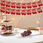 Cherry Decor – 4.9″Sweet Cherry Mini Vintage Metal Truck with 3 Fake Cherries for Themed Party Decorations, Home Kitchen Centerpieces for Tables, Farmhouse Pickup Truck Tiered Tray Decor Gifts