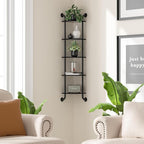 Tinpin Corner Shelf 5-Tier, Wall Shelves for Bedroom, Hanging Corner Shelves Wall Mount, Rustic Industrial Pipe Shelves for Bathroom Thanksgiving Day, Living Room Decor (Black)