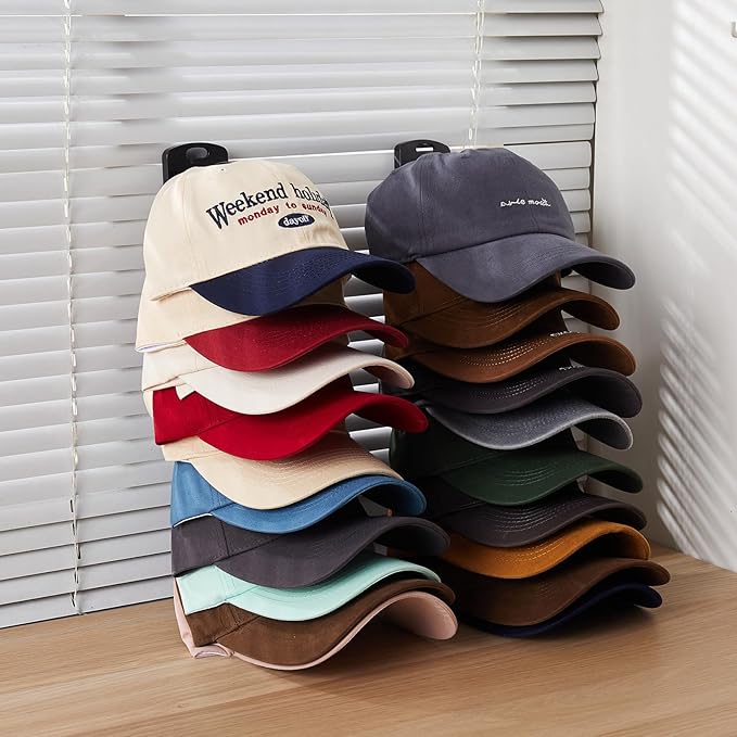 Hat Organizer for Baseball Caps for wall,2 Pack Cap Racks, Rack Hanger Storage Display Holder Hooks Stand for Closet Door,Hold Up to 40 Hats