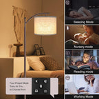 Floor Lamp for Living Room, 4 Color Temperature LED Floor Lamp with Remote Control & Foot Switch, LED Bulb Included, Modern Standing Lamp for Bedroom, Study Room, Office - Oil Rubbed Bronze