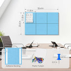 MaxGear Large Cork Board for Wall 36" x 24", Blue Bulletin Board, 6 Pack Felt Wall Tiles with Pushpins, Cork Boards for Office Push Pin Board Tack Board Felt Board