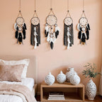 Dream Catcher Wall Decor,Large Boho Dream Catcher with Luxurious Feathers & Beads, Handmade Wall Hanging for Bedroom,Living Room, Gift Ready for Girls & Adults (Black-Purple)