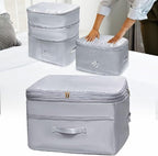Ultra Space Saving Self Compression Organizers, Double Zipper Compression Packing Cubes for Bedding, Comforter Storage Bag for Blankets Duvet Quilts Pillows Queen King (Gray, X-Large)