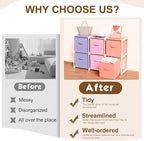 6 Cube Storage Organizer with Shelf Back to School Boxes 11 Inch Toy Storage Bins Closet Organizers Drawers Fabric Dresser for Playroom Books Bedroom Dorm Kitchen (Pink,Purple,Orange)