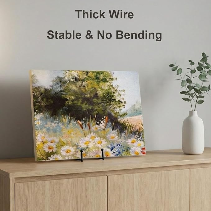 Hoewina 8 Inch Plate Stands for Display - Metal Frame holder stand Picture, Decorative for Book and Platter, Tabletop Art, Photo Easel (3 Packs)