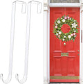 Wreath Hangers for Front Door,12" Clear Wreath Door Hanger,2 Pack Wreath Hanger Non Scratch Over The Door Hooks Easter Christmas Decorations Indoor Outdoor,Welcome Sign for Front Door Decor