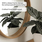 WallBeyond 24 Inch Natural Round Wood Mirror, Circle Wooden Frame Wall Mirror for Bathroom, Living Room, Bedroom, Entryway