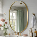 Gold Oval Mirror, 24"x32" Oval Bathroom Mirror, Brushed Gold Mirror with Aluminium Alloy Frame, Anti-Rust, Tempered Glass