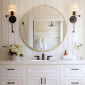DUMOS Gold Circle Mirror for Wall 30.02 inch, Bathroom Round Wall Mirror for Over Sink, Bathroom, Entryway, Bedroom, Vanity, Shatterproof& Crystal-Clear