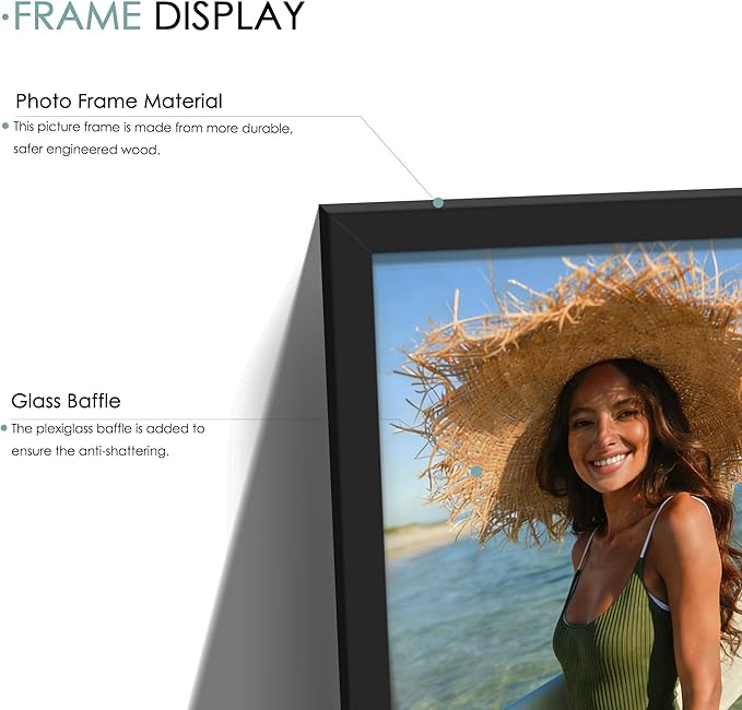 15 Pack Picture Frames Collage Wall Decor, Black Frame Set with 3pcs 8x10, 6pcs 5x7, 6pcs 4x6 for Gallery Display, Wall Mounting & Tabletop, Bulk Photo Frames for Living Room Decor
