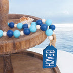 Meplait Wood Bead Garland, Coastal Tassel Garland with Beach Tag Boho Farmhouse Decor for Tiered Tray Table Centerpiece Wall Home Decoration