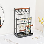 ProCase Jewelry Organizer Stand Necklace Organizer Earring Holder, 6 Tier Jewelry Stand Necklace Holder with 15 Hooks, Jewelry Tower Display Rack Storage Tree for Bracelets Earrings Rings -Black