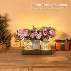 Mkono Mason Jar Lights Centerpiece Table Decor for Dining Room Farmhouse Wood Tray with 3 Jars Flowers Valentines Day Decoration for Coffee Table Kitchen Living Room Wedding