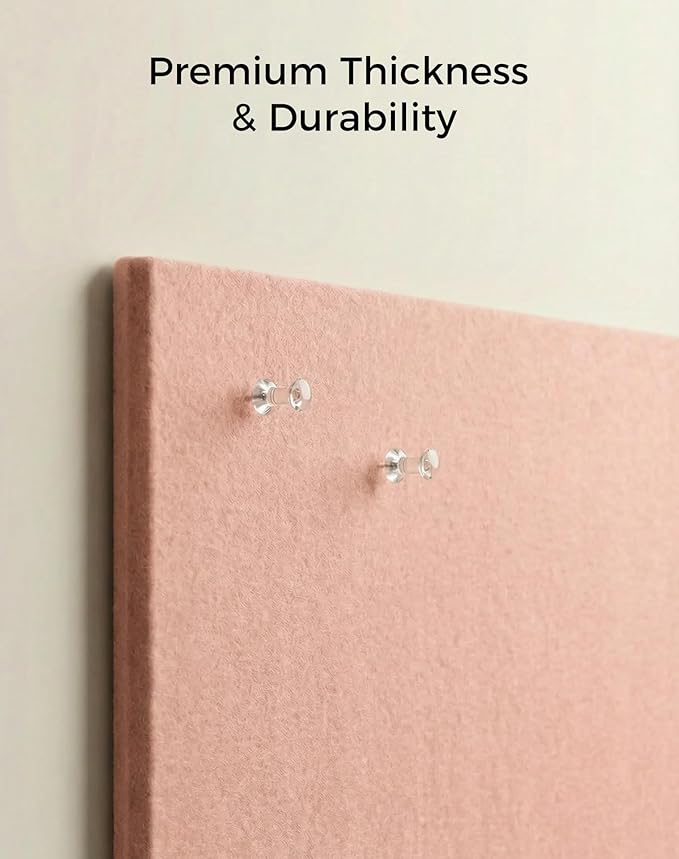 Aothia 12-Pack Felt Bulletin Board Tiles for Walls - 48x36 Modular Bulletin Board, Cork Board Alternative Pin Board for Office & Classroom, 70 Adhesive Tabs & 40 Push Pins Included (Pink)