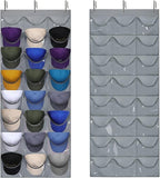 Dofilachy Hat Rack - Hat Organizer - Hat Racks for Baseball Caps, Visible Hat Holder - Baseball Rack for Wall Door with 3 Hooks, 24 Deep Pockets