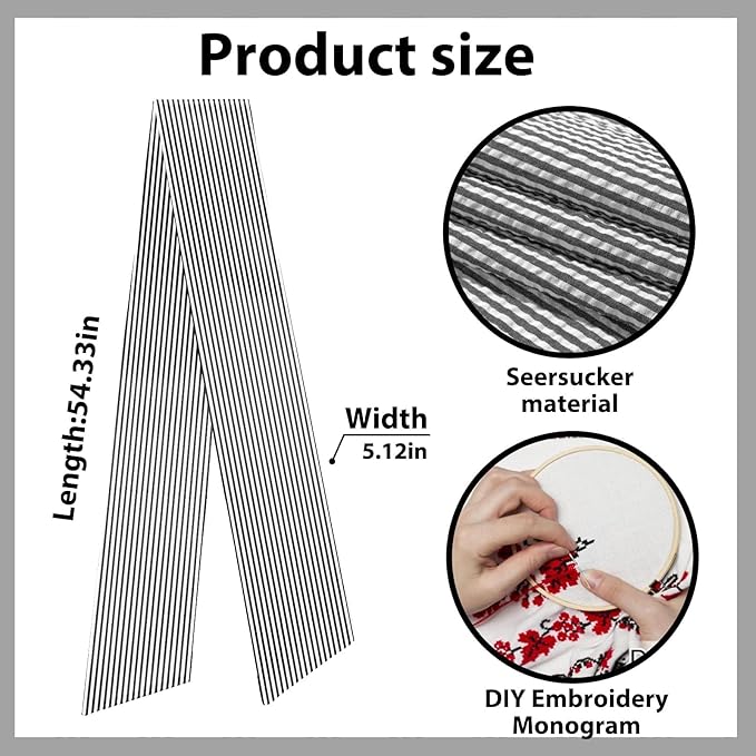 Birthday Wreath Sash for Front Door, Black Stripes Seersucker Ribbons Sash Accessories for Wreath Wedding Anniversary Christmas Decorations