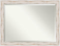 Amanti Art White Wall Mirror 35x45 Alexandria White Wash Rectangle Bathroom Mirror for Wall Decor Living Room, X-Large Cottage Wood Frame, Hangs Horizonally and Vertically, Bathroom Decor, Beveled
