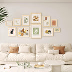 Egofine 4x6 Picture Frames Set of 4, Made of Solid Wood Covered by Plexiglass 3x4.5 and 3.5x5 with Mat or 4x6 without Mat, for Table Top Display and Wall Mounting Photo Frame, Oak Wood