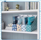 AmazingSpark Set of 4 Coastal Magazine Holder Decorative Foldable Magazine Storage Boxes with Acrylic Label Holders Coquettish Boho Organizer for Office Home Organization Storage
