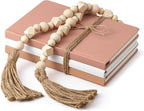 Feifeiya 3 Pieces Faux Decorative Books Set for Home Decor Fake Book for Shelves Coffee Table Stacked Linen Covered Display Notebook with Wood Bead Bookend Gift for Living Room(Neutral Pink)
