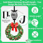 Easter Wreath Hangers for Front Door, Holiday Decorations.Owl Over The Door Hooks 15" Metal Daily Front Door Hangers Sturdy Wreath Holder for Xmas Party Festival Front Porch Home Deco