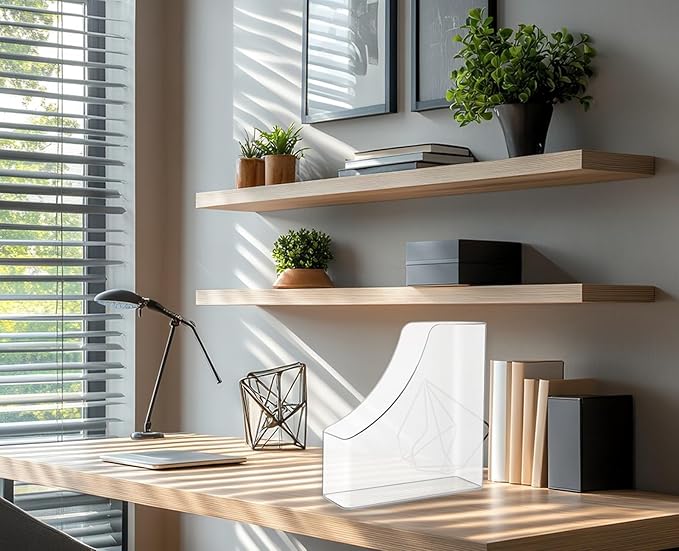 2 Pack Vertical File Holder Clear Acrylic Desk Organizer Storage Bins Holding Plastic Document Organizer PET Magazine Holder Basics Vertical Magazine Rack for Home Office School