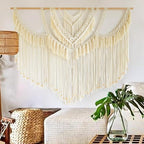 IOWER Macrame Wall Hanging Large Boho Wall Decor Craftsmanship Handmade Woven Cord Wall Art for Living Room Bedroom Apartment Wedding or Party Backdrop 47" W x 39" L