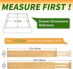 Bamboo Drawer Organizers 4 Pack, 17-22" Adjustable Spring Loaded Dividers for Kitchen Utensils, Silverware, Clothes, Dresser, Bathroom and Office Storage