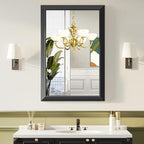 Black Bathroom Mirror for Over Sink, 24x36Inch Thick Anti-Rust Metal Frame, Rectangle Decorative Wall Mirror with HD Tempered Glass Horizontal or Vertical Mount for Vanity, Bedroom, Living Room