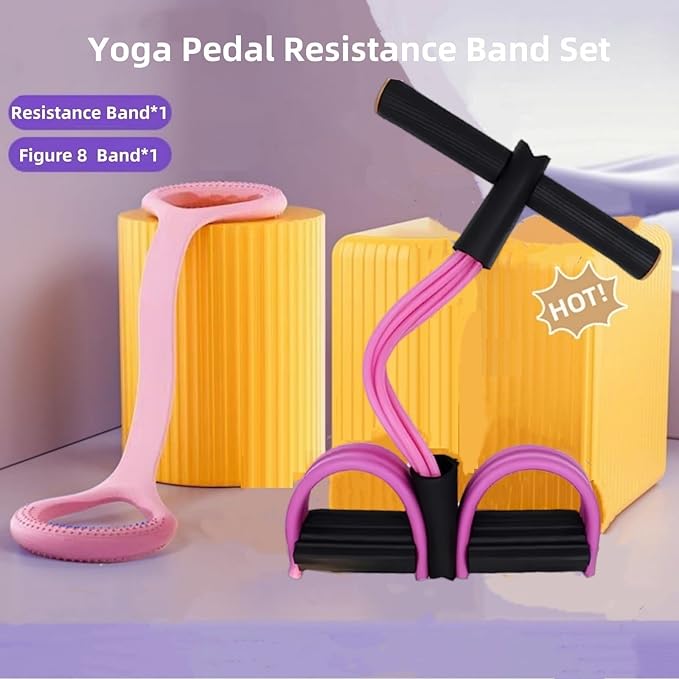 Resistance Bands for Exercise,6-Tube Elastic Yoga Pedal Puller Resistance Band, Natural Latex Tension Rope Fitness Equipment, for Abdomen/Waist/Arm/Leg Stretching Slimming Training