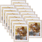 Lyeasw 8x10 Picture Frame Beige Set of 15, Display Pictures 8x10 with Mat or 9x11 without Mat, Multi Photo Frames for Wall or Tabletop