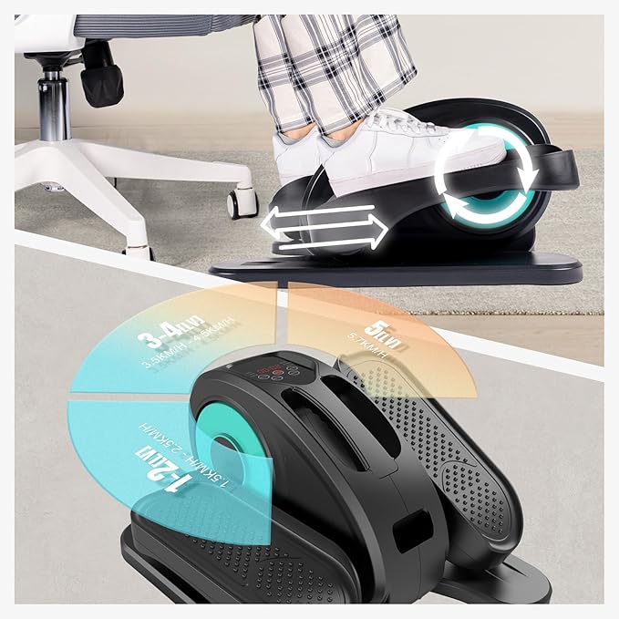 Under Desk Elliptical Machine, Portable Elliptical Ellipse Leg Exerciser for Seniors Quiet Electric Foot Pedal Exerciser for Home with Remote Control