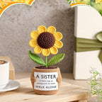 Wavwavw Sister Gifts Handmade Crochet Doll with Card Crochet Present for Sisters Sis Big Little Sister Birthday Wedding Home Decor(Helianthus)