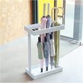 Metal Umbrella Holder Stand with Drip Tray and 4 Hooks White Commercial Grade Umbrella Rack for Storing up to 16 Umbrellas
