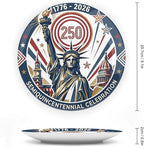 250th Anniversary Decorative Plates 8 Inch Liberty Patriotic Decorations Commemorative Plates with Stand Independence Day 4th of July Semiquincentennial Decor