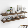 RICHFOCUS 55Inch Floating Shelves for Wall 2 Pack Shelves for Bedroom|Kitchen|Bathroom Wall Mounted Rustic Wood Floating Shelf with Invisible Brackets for Books|Storage|Decor, Walnut